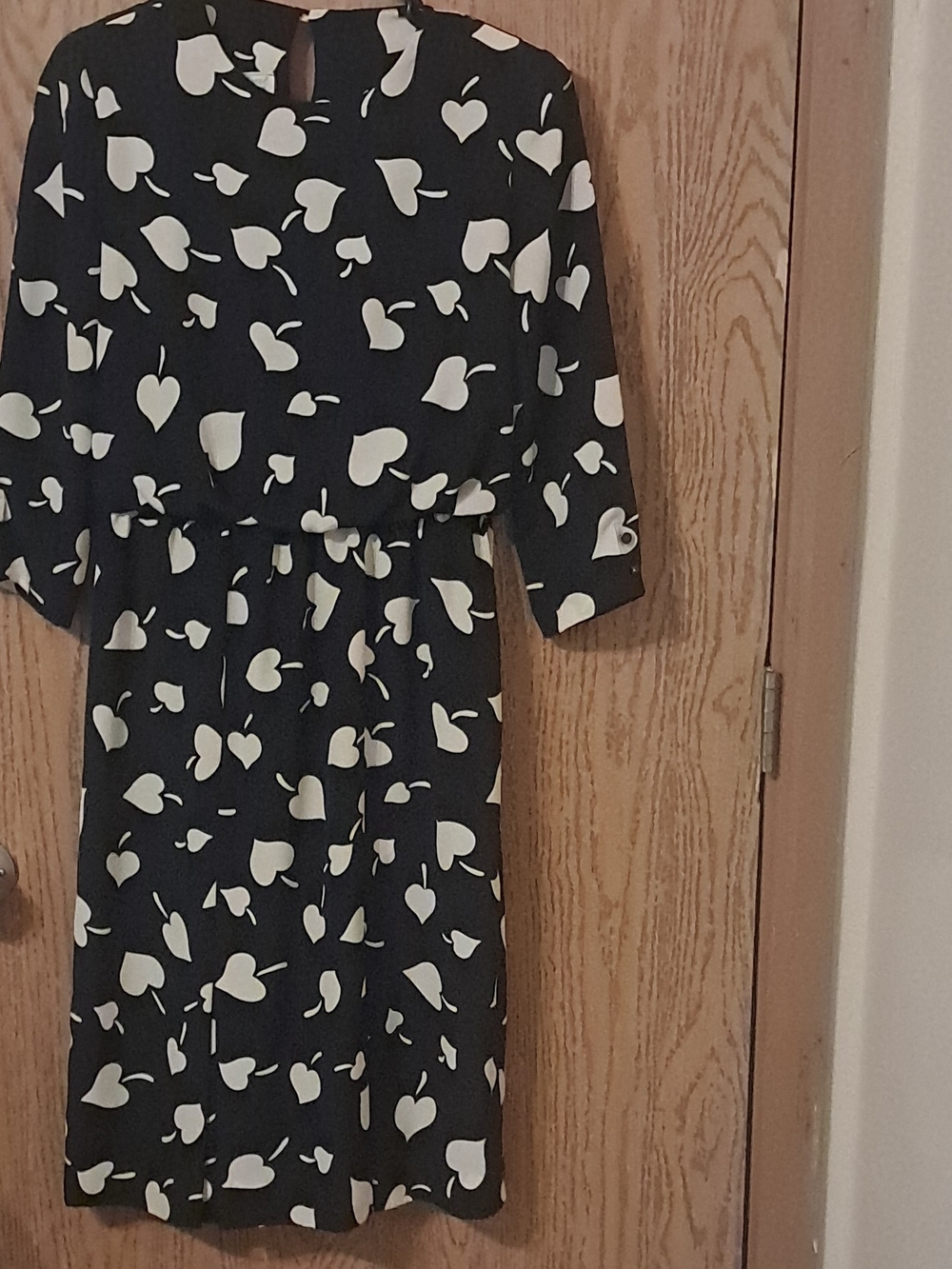 Womens Black Dress with White Heart Print Small